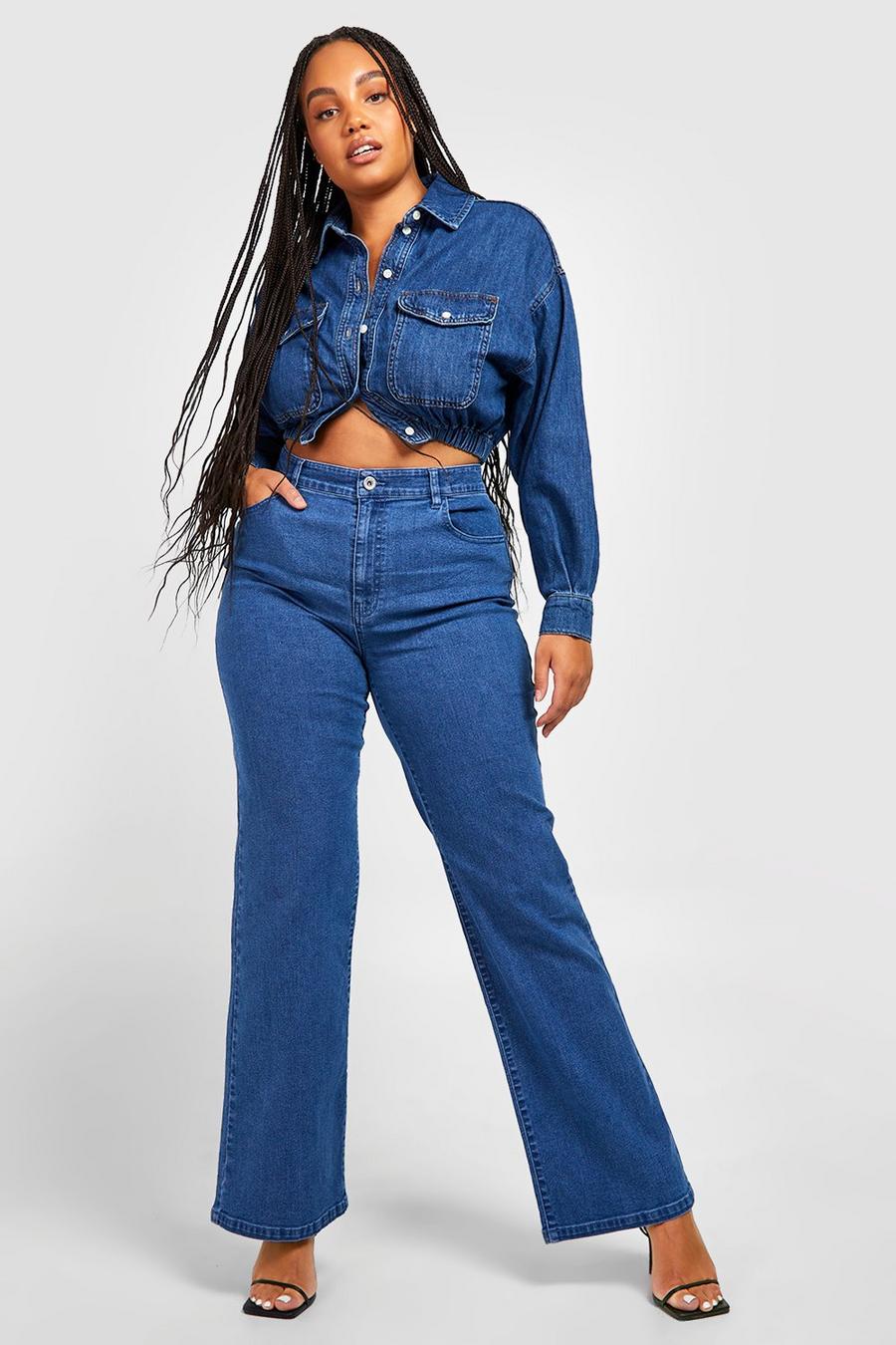 Mid blue Plus Mid Rise Classic Flare Jeans